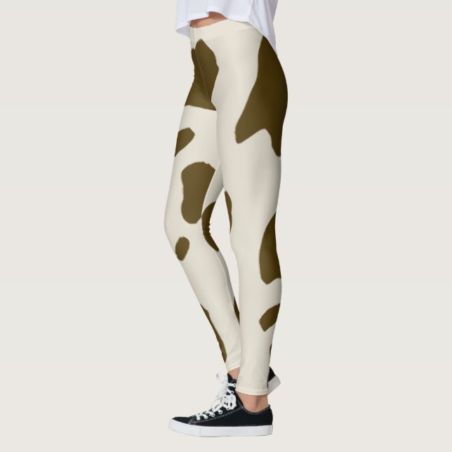 Animal Faux Brown Cow Skin Leggings (Vänster)