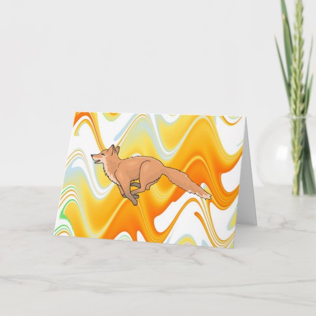 Animal Fox Forest Office Party Shower Digital Art Tack Kort (Framsida)