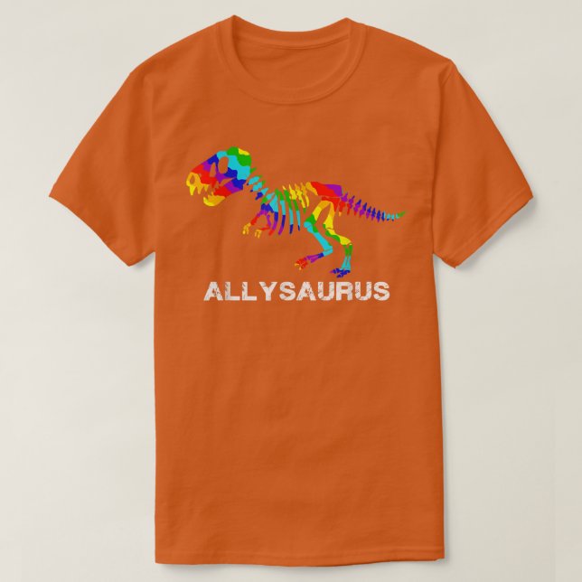 Animal Gift Rainbow Tre Dinosaur Skeleton Gay Prid T Shirt (Design framsida)