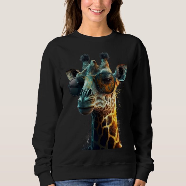 animal  giraffe with stylish sunglasses t shirt (Framsida)