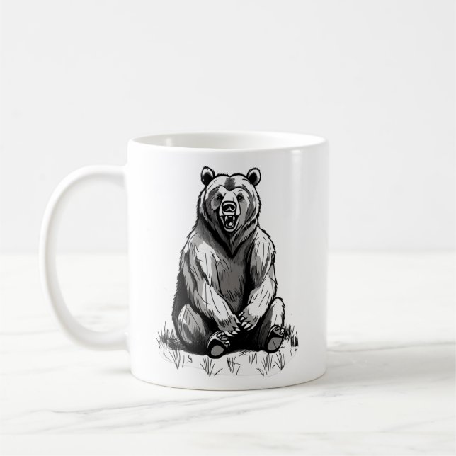 Animal Graphic Hej Bear Humor, Funny Wildlife Kaffemugg (Vänster)