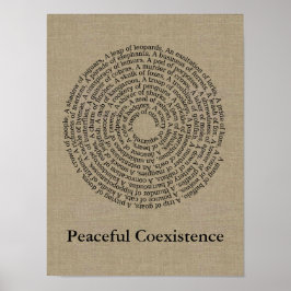 Animal Group Namn/Peace Faux Linen Poster