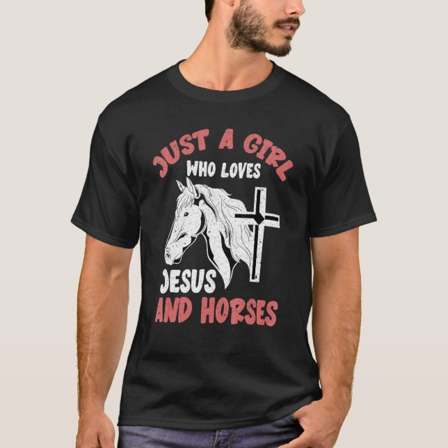 Animal Horse Girls Kor Jesus Kristus Devotee Hor T Shirt (Framsida)