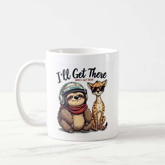Animal Humor T-Shirt – I’ll Get There Design Kaffemugg (Vänster)