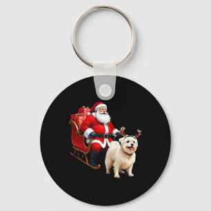 Animal Hund älskare Santa Sleigh Maltesiska rener Nyckelring
