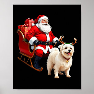 Animal Hund älskare Santa Sleigh Maltesiska rener Poster