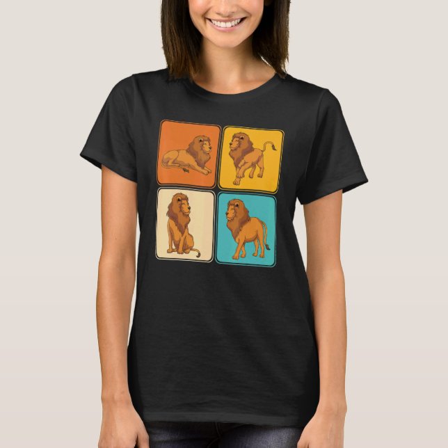 Animal King Pop Africa Safari Lion T Shirt (Framsida)