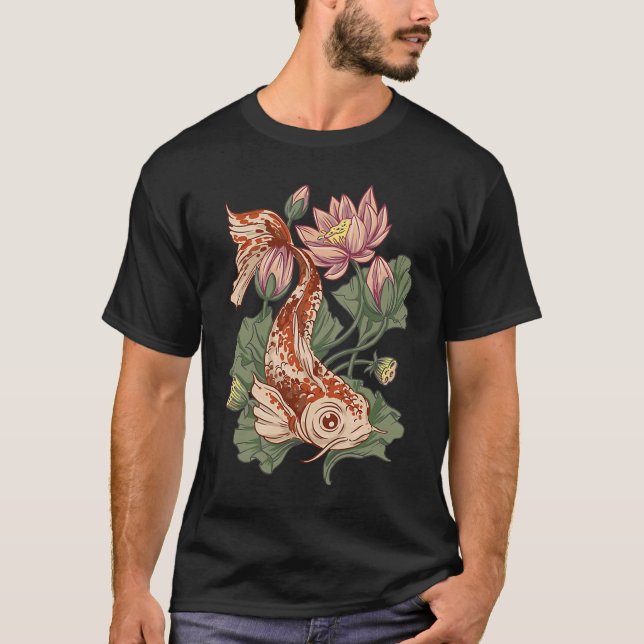 Animal  Koi Fish  Flowers s T Shirt (Framsida)