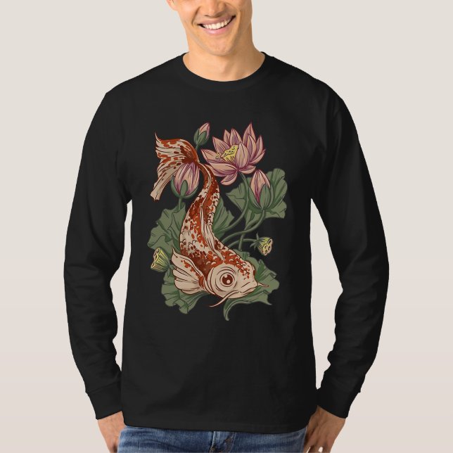 Animal  Koi Fish  Flowers s T Shirt (Framsida)
