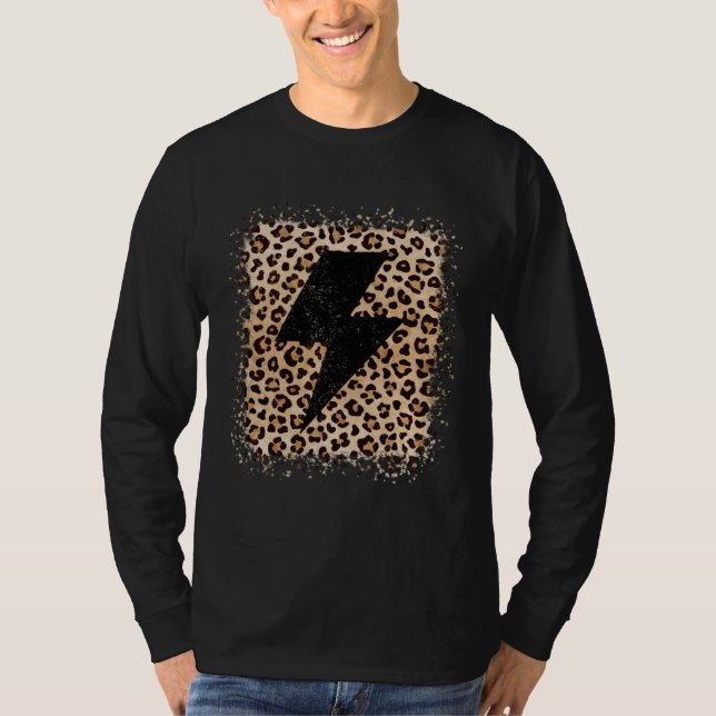 Animal Leopard Cheetah Bolt Lightning Print T Shirt (Framsida)