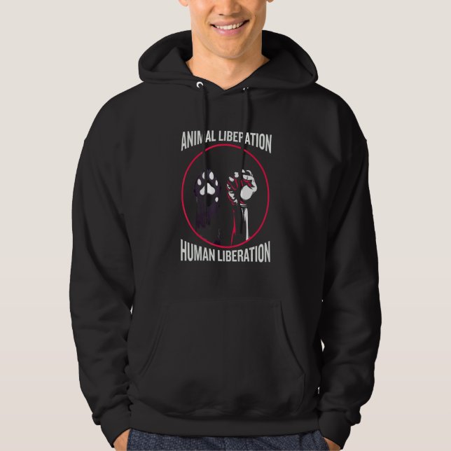 Animal Liberation Human Liberation Animal Rescue T Hoodie (Framsida)