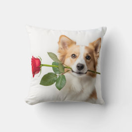 animal love theme with red rose kudde