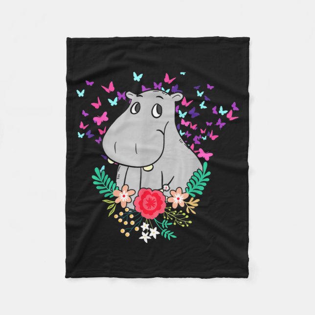 Animal Lover Butterfly Valentines Day Gift Flowers Fleecefilt (Framsidan)