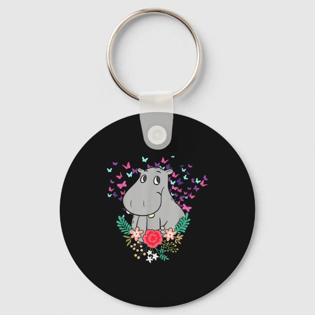 Animal Lover Butterfly Valentines Day Gift Flowers Nyckelring (Framsida)
