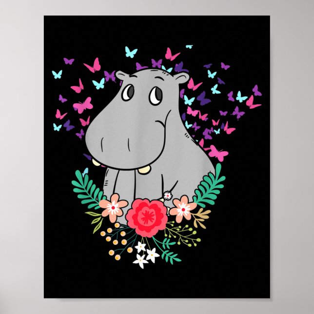 Animal Lover Butterfly Valentines Day Gift Flowers Poster (Framsidan)
