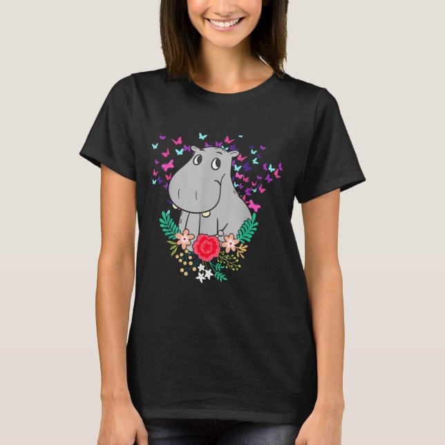 Animal Lover Butterfly Valentines Day Gift Flowers T Shirt (Framsida)