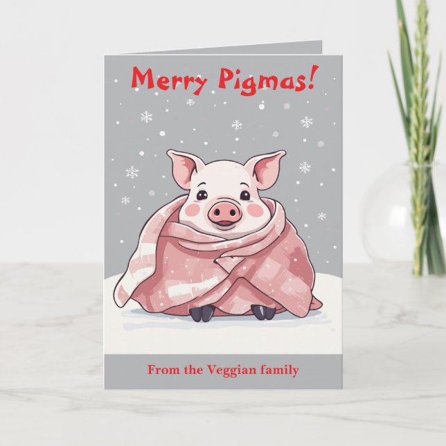 Animal Lover Christmas Cute Pig Wrapped In A Blank Kort (Framsida)