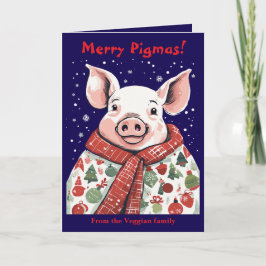Animal Lover Christmas Pig Wrapped In A Holiday Bl Kort