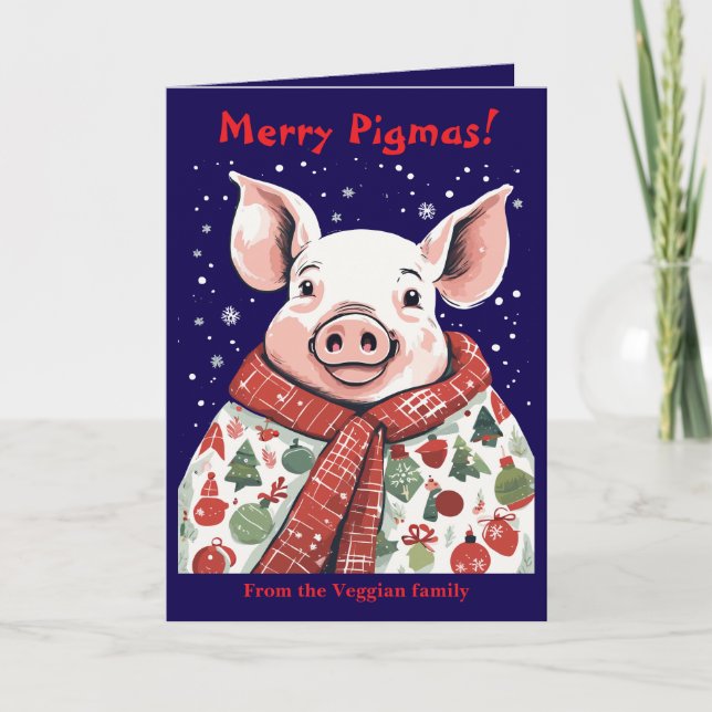 Animal Lover Christmas Pig Wrapped In A Holiday Bl Kort (Framsida)