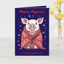 Animal Lover Christmas Pig Wrapped In A Red Blanke