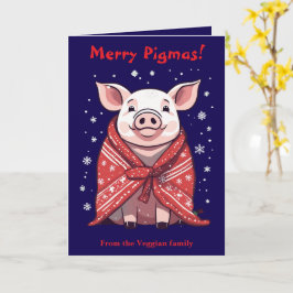 Animal Lover Christmas Pig Wrapped In A Red Blanke Kort
