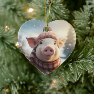 Animal Lover Gift, Farm Älskare Gift, Cute Gris Julgransprydnad Keramik