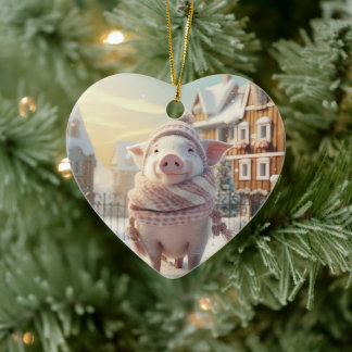 Animal Lover Gift, Farm Älskare Gift, Cute Gris Julgransprydnad Keramik