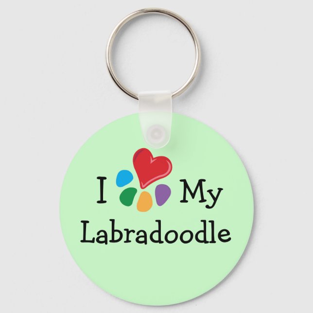 Animal Lover_I Heart Mitt labradoodle Nyckelring (Framsida)