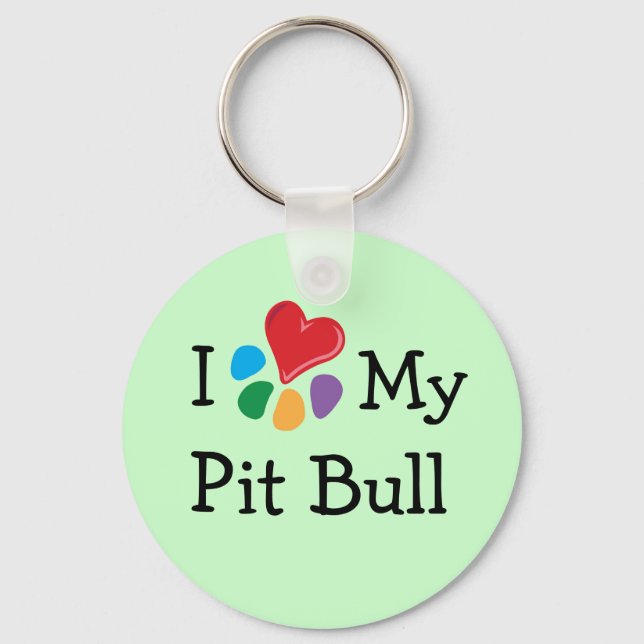 Animal Lover_I Heart My Pit Bull Nyckelring (Framsida)