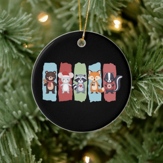 Animal Lover jul Raccoon Opossum Winter Julgransprydnad Keramik (Träd)