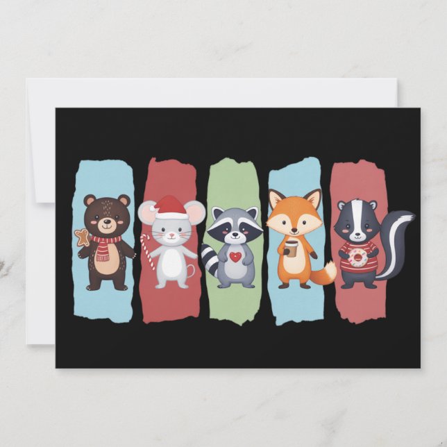 Animal Lover jul Raccoon Opossum Winter Julkort (Framsida)