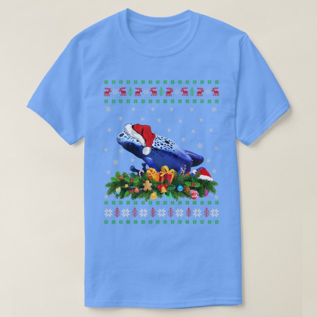 Animal Lover Julafton Santa Hat Ugly Poison Dart F T Shirt (Design framsida)