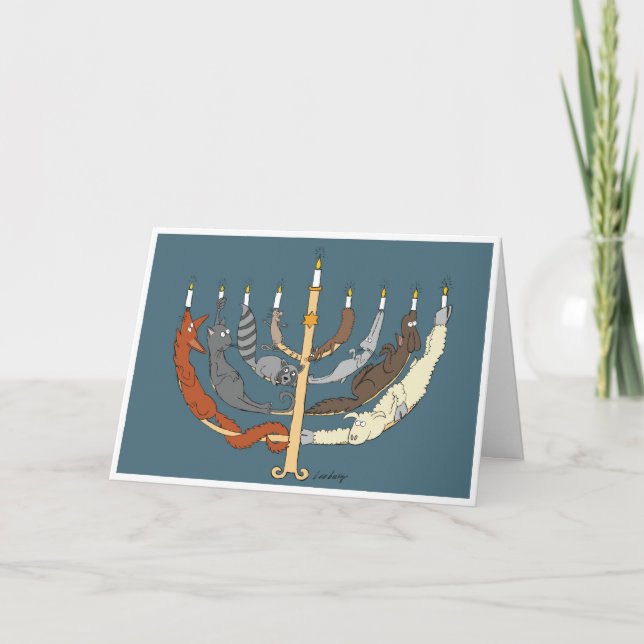 Animal Menorah Helgkort (Framsida)