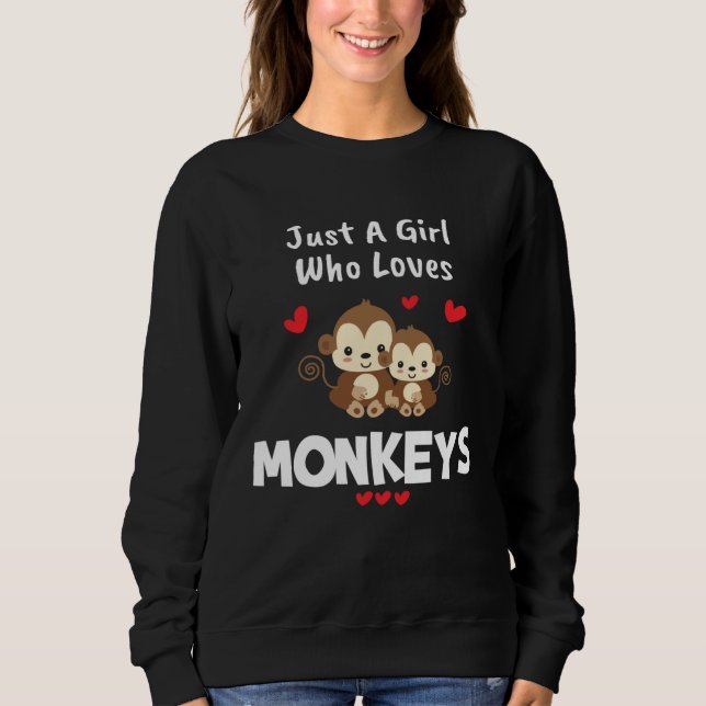Animal Monkey  Women Girls Love Monkeys T Shirt (Framsida)