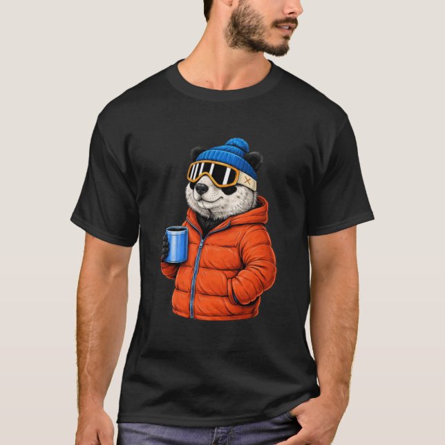 Animal Motifs Panda Party Après Ski Shirt Skiing W T Shirt (Framsida)