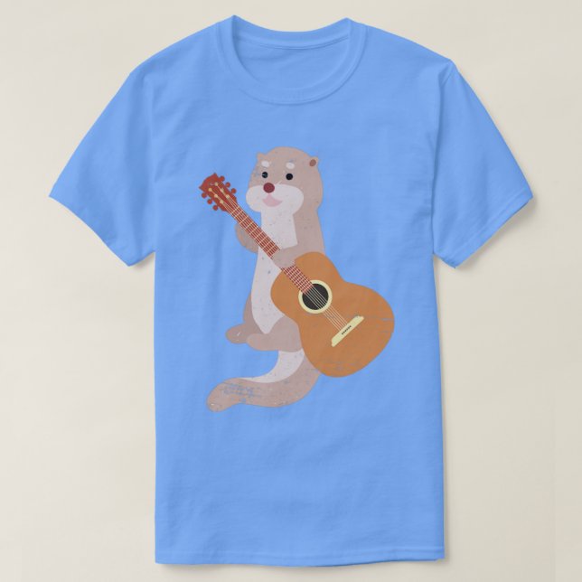 Animal Music Älskare Guitarist Otter T Shirt (Design framsida)