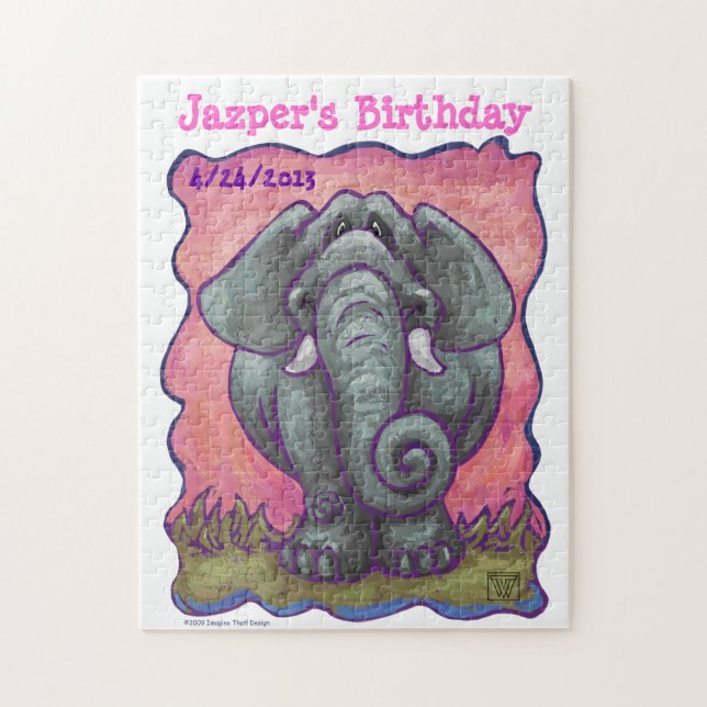 Animal Parad Elephant Anpassningsbar Birthday Puzz Pussel (Vertikal)