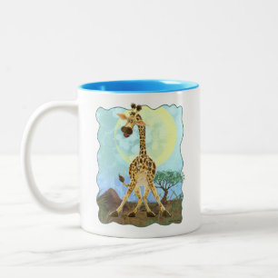 Animal Parad Giraffe Coming and Going Två-Tonad Mugg