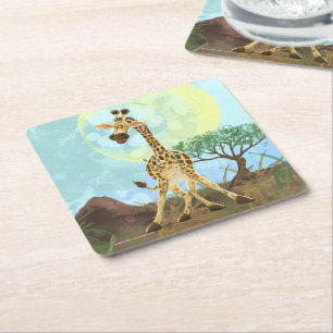 Animal Parad Giraffe Underlägg Papper Kvadrat