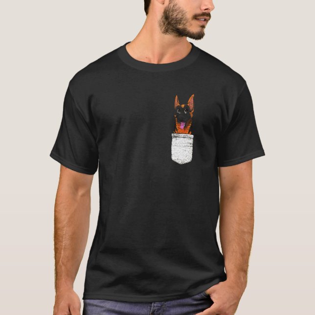 Animal Pocket German Shepherd T Shirt (Framsida)