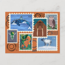 Animal Postage Stamps Postcards Helg Vykort