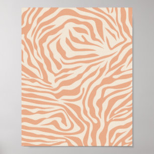 Animal Print Beige Zebra ränder Poster