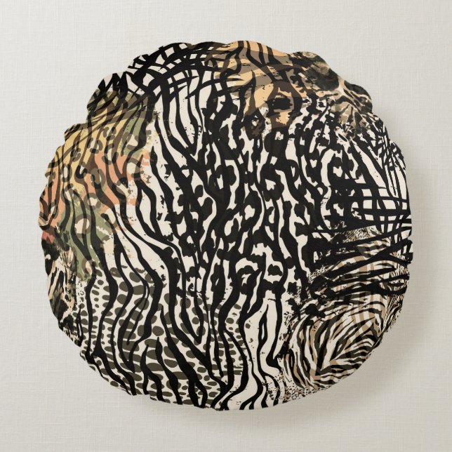 Animal print modern Luxury pillow Rund Kudde (Framsidan)
