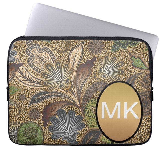 Animal Print Paisley Mönster Laptop Sleeve (Framsidan)