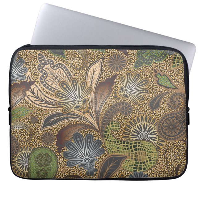 Animal Print Paisley Mönster Laptop Sleeve (Framsidan)