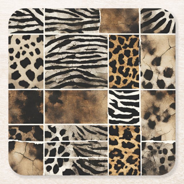 Animal Print - Paper Coasters  Underlägg Papper Kvadrat (Framsidan)