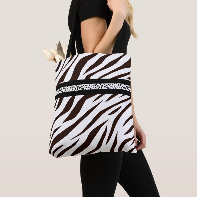 Animal print zebra black and white bag market tygkasse (Närbild)