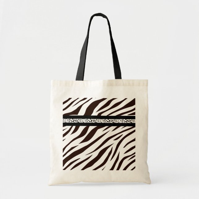 Animal print zebra black and white bag market tygkasse (Framsidan)