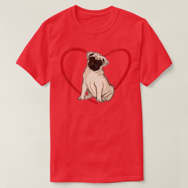 Animal Pug Valentines day Gift Pug T Shirt (Design framsida)