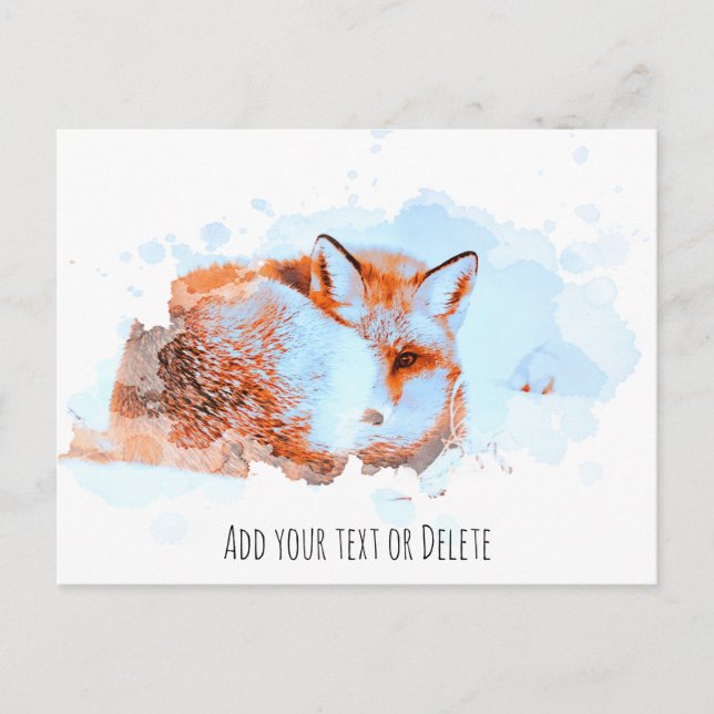 *~* Animal Red Fox Ap18 Artistic Wildlife Text Vykort (Framsida)